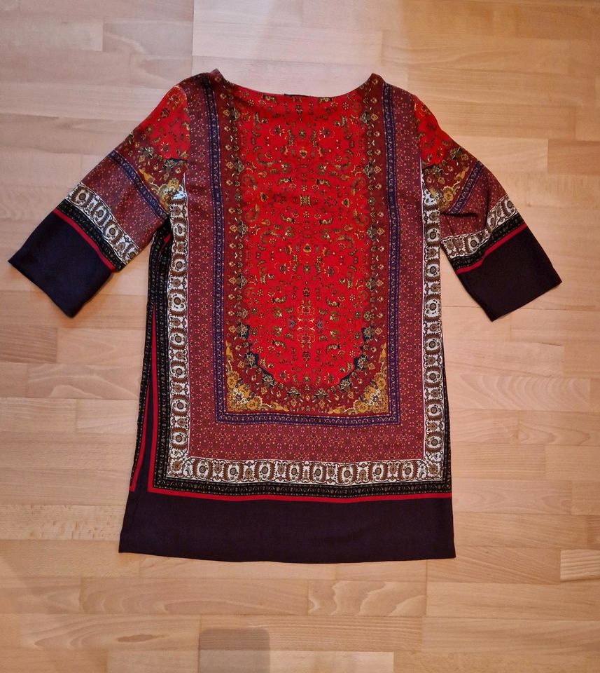 MNG Mango Kleid Tunka Rot Braun Orientalisches Muster Gr. XL / 42 in Blaustein