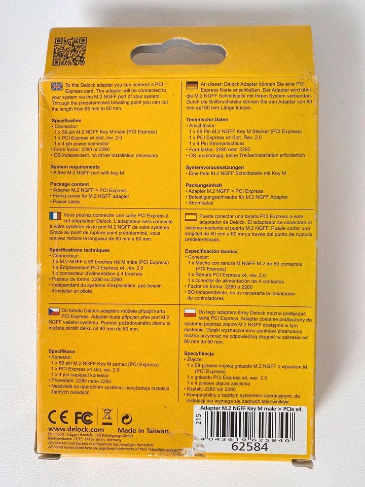 NVMe M.2 M Key PCI-E PCI Express x4 x8 x16 Adapter Karte (NEU) in Braunschweig