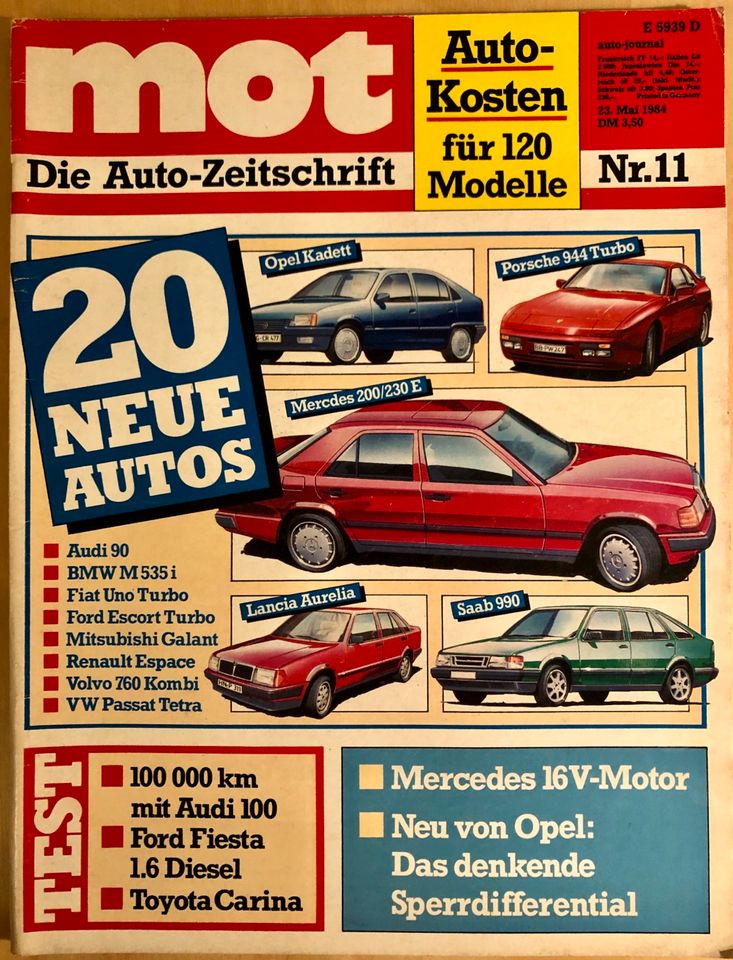 MOT die Auto Zeitschrift 11/1984 Lancia Aurelia Saab 990 Toyota in Essen