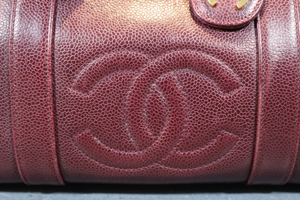 Vintage Chanel Caviar Skin CC Boston Bag Handtasche Bordeaux Rot in Düsseldorf