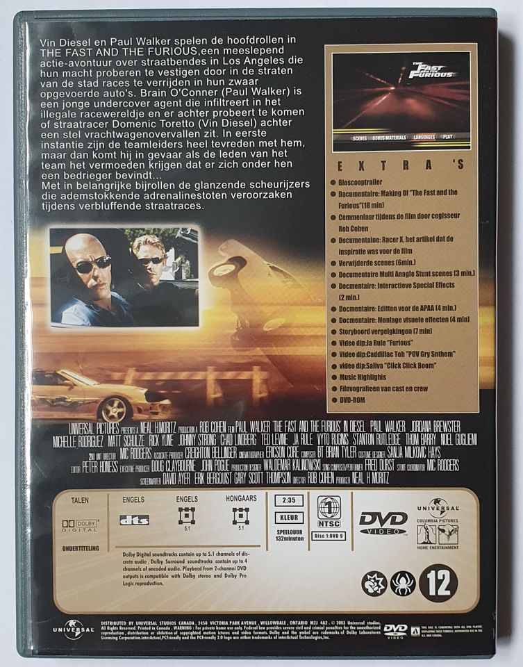 DVD The Fast and the Furious, englisches Original, ohne Deutsch in Berlin