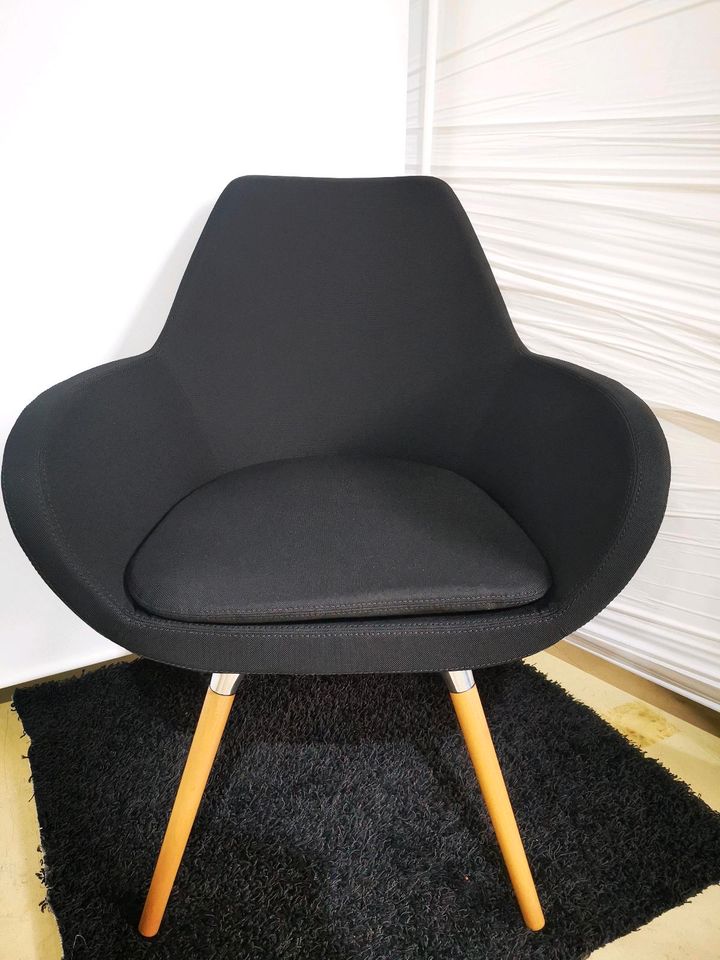 Design Profim Fan Besucherstuhl Sessel Stuhl Gestell Holz Stoff schwarz in Buch