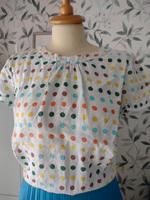 RESERVIERT * Boden * Leinen Bluse * Creme bunte Punkte * Gr 14 * Berlin - Tempelhof Vorschau
