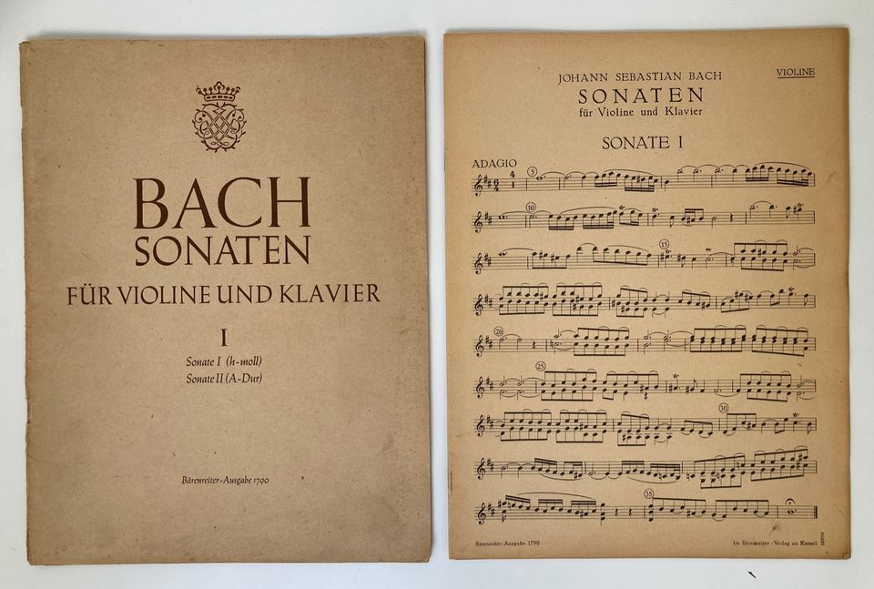 Bach Sonaten Violine Klavier h-moll A-Dur Bärenreiter 1790 Noten in Möckmühl