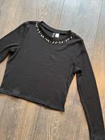 Schwarzes Rib-Shirt mit Strasssteinen – Gr. L – von Divided (H&M) Kr. Altötting - Töging am Inn Vorschau