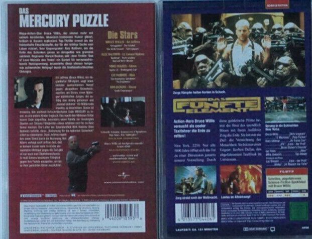 2x Bruce Willis Das Mercury Puzzle + Das Fünfte Element VHS Video in Niederkassel