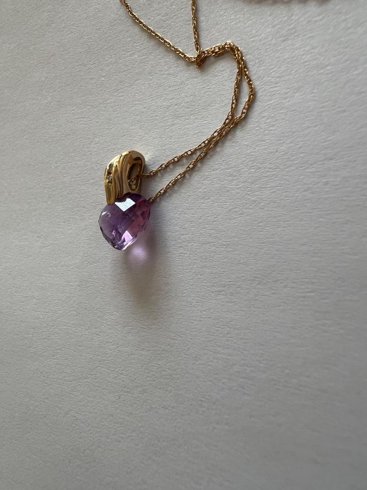 Diamant / Amethyst Herz mit Kette 417 / 10 k Gelbgold in Wuppertal