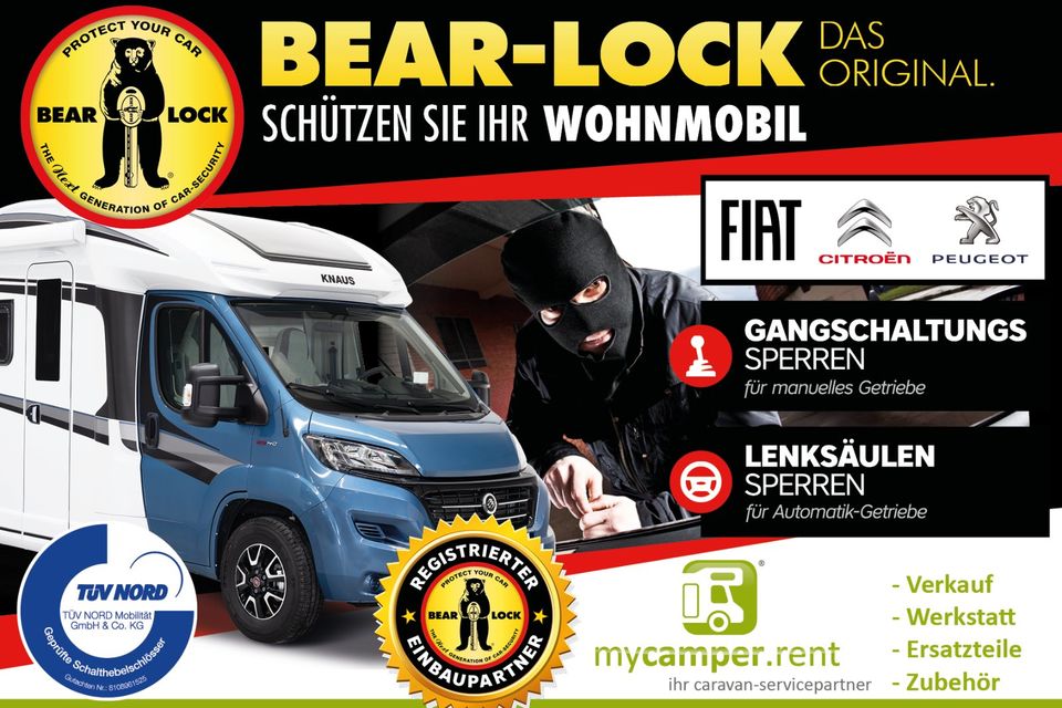 Bear-Lock Gangschaltungssperre - Wegfahrsperre für Fiat Ducato Citroen  Jumper Peugeot Boxer mit Schaltgetriebe manuell inkl. Einbau Sichern Sie  Ihren