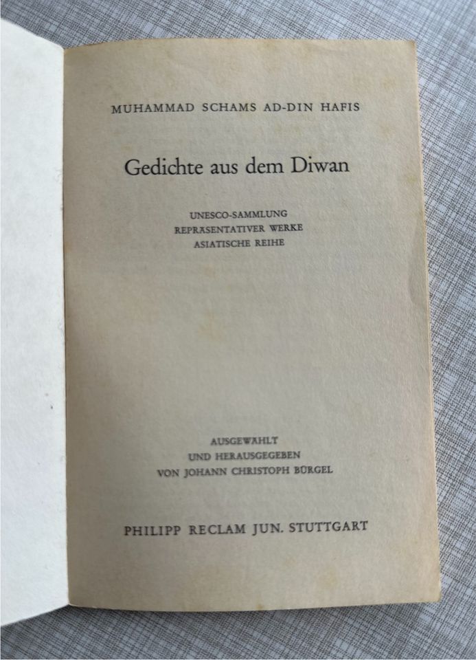 Gedichte aus dem Diwan Hafis Reclam Ausgabe in Horn-Bad Meinberg