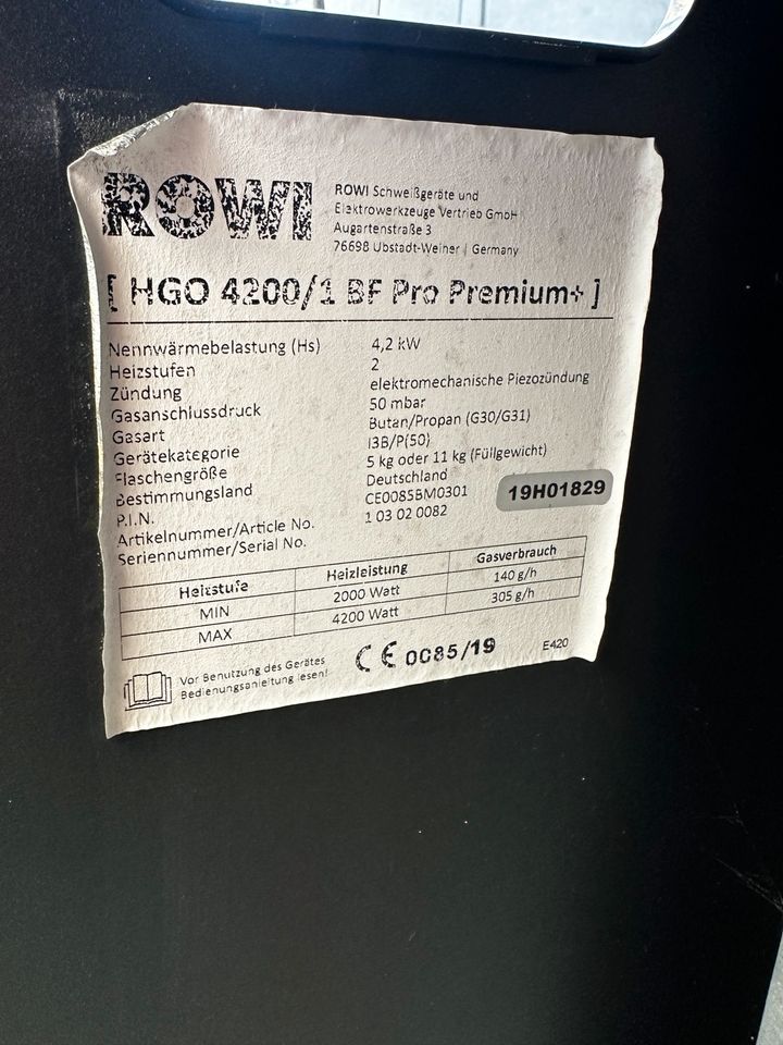 Gas-Heizofen Rowi Blue Flame HGO 4200/1 BF Premium + in Bochum