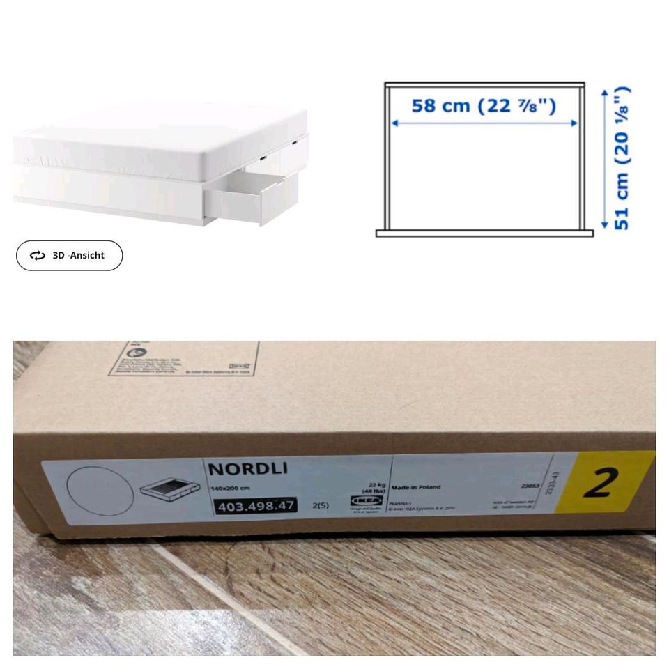 3 Schubladen mit Schienen NEU, Ikea Nordli in Parchim