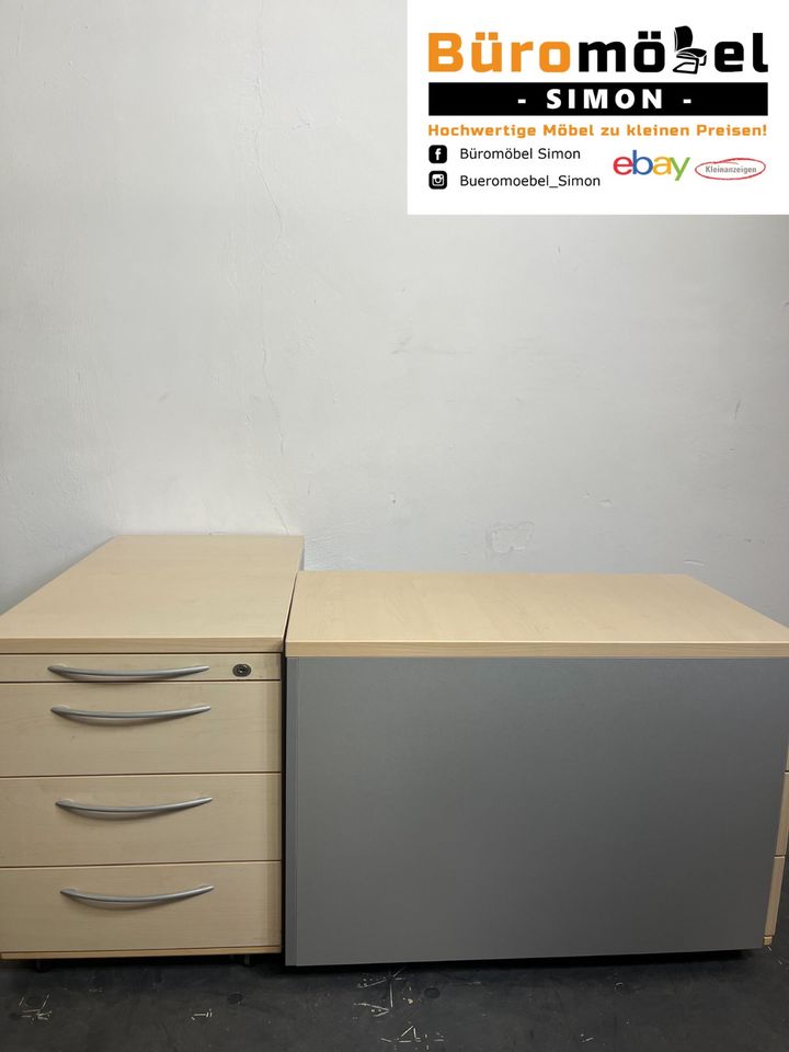 50x Top König & Neurath elektrisch Höhenverstellbare Schreibtische Ahorn/Rollcontainer/ Büroeinrichtung/ Büro Set/ Aktenschrank/ Cheftisch/ Stehtisch/ Bürocontainer/ Hochwertig/ Unterschrank in Linden