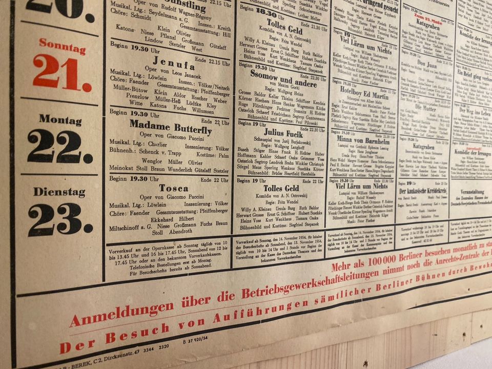1953 Originalplakat Berliner Bühnen Bertolt Brecht in Reichenow-Möglin
