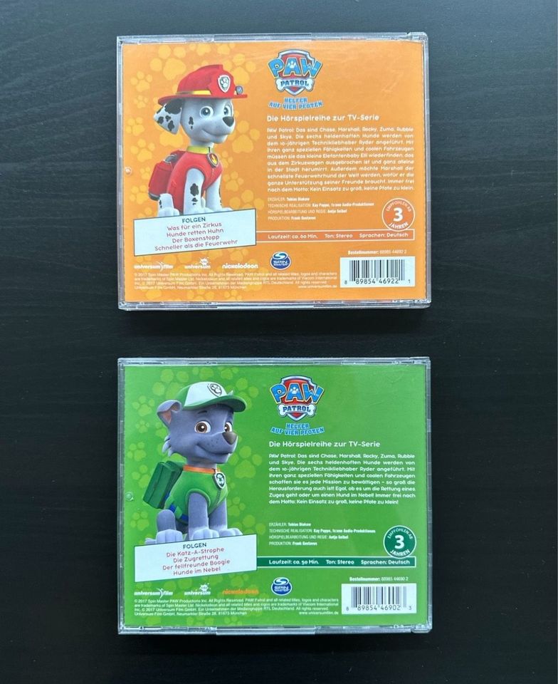 2 Paw Patrol CD‘s je 4 Hörspielfolgen — 9€ inkl Versand—wie NEU! in Crailsheim