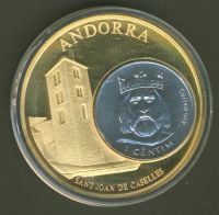 Andorra 2003 Medaille vergoldet 1 Centim-Münze "Raub der Europa" Bayern - Kronach Vorschau