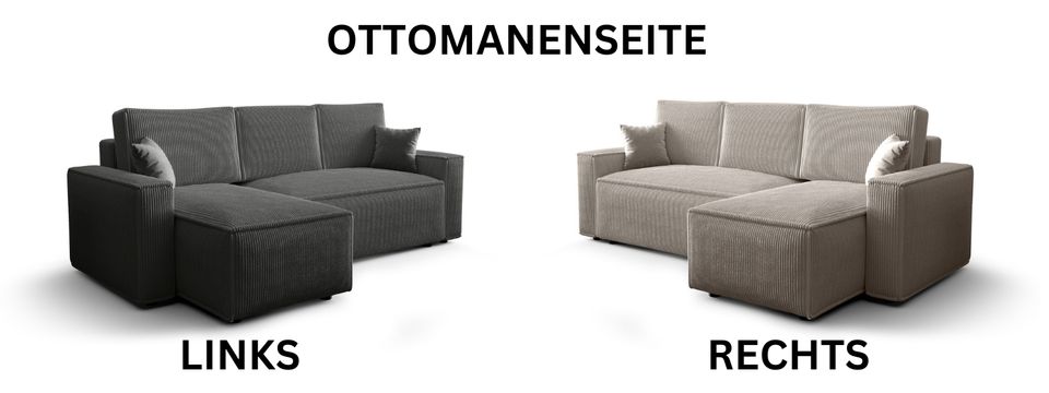 Ecksofa AMRO Schlafsofa Cord Bettkasten modern Sofa Modern in Berlin