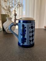 Blauverzierter Steinkrug / Bierkrug 0,5L mit Zinndeckel Nürnberg (Mittelfr) - Röthenbach b Schweinau Vorschau