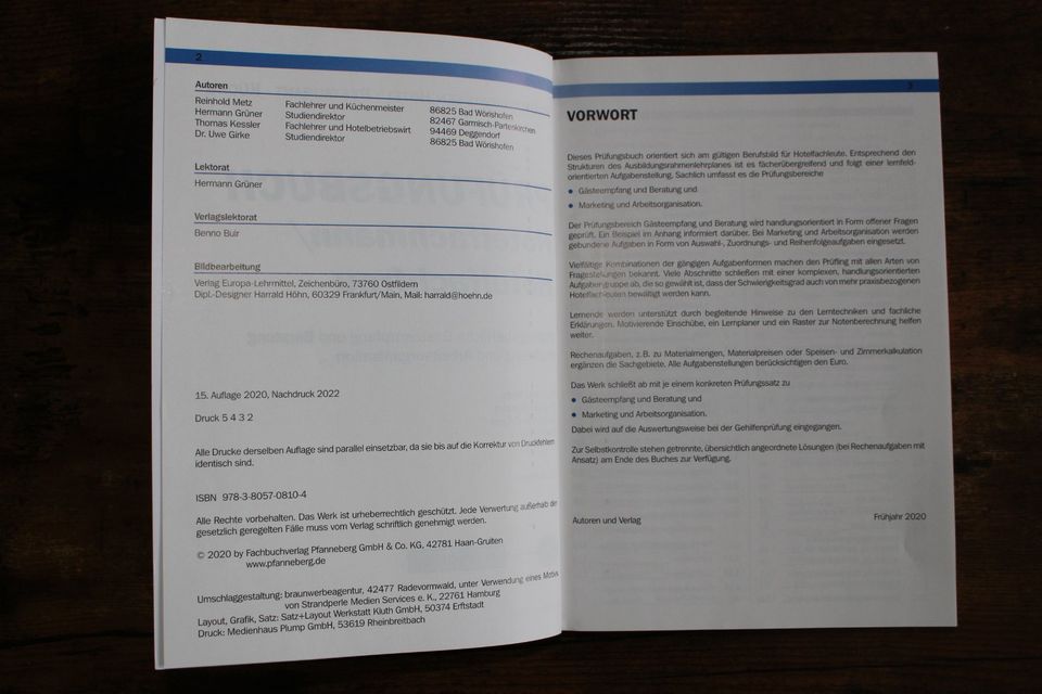 Prüfungsbuch Hotelfachmann/Hotelfachfrau in Quedlinburg