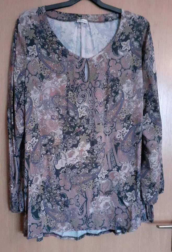 Bluse Deerberg XL 48 50 Paisley blau altrosa Rosen in Dinslaken