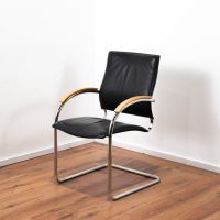 Thonet Freischwinger - Besucherstuhl - Leder schwarz - Chromgeste Hessen - Griesheim Vorschau