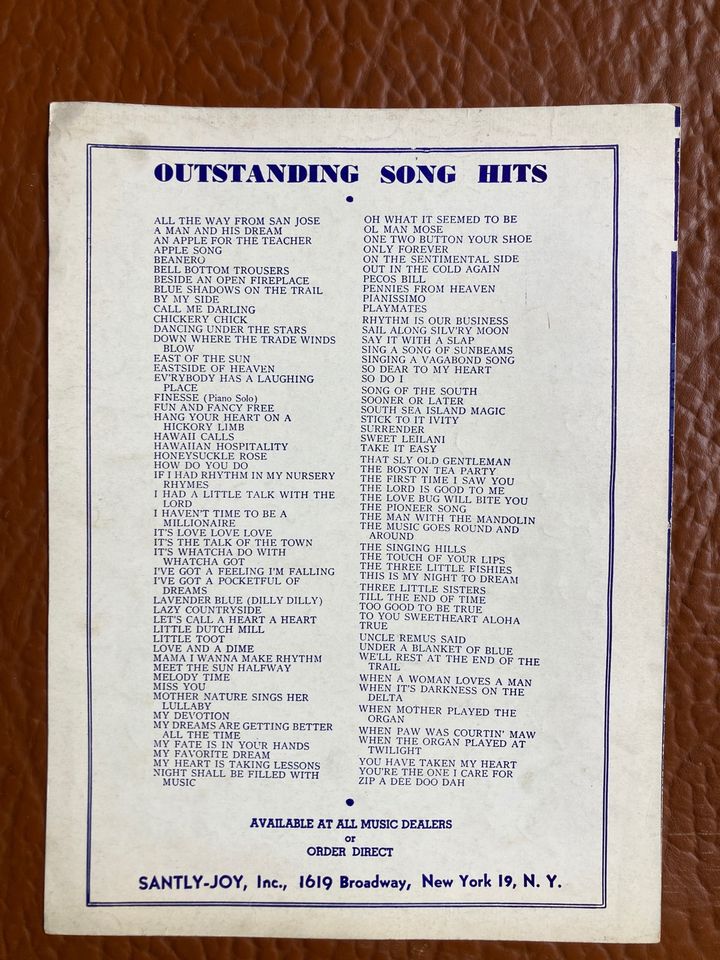 50s Vintage Notenblätter Music Sheet 50er Jahre USA RAR Sammler in Möckmühl