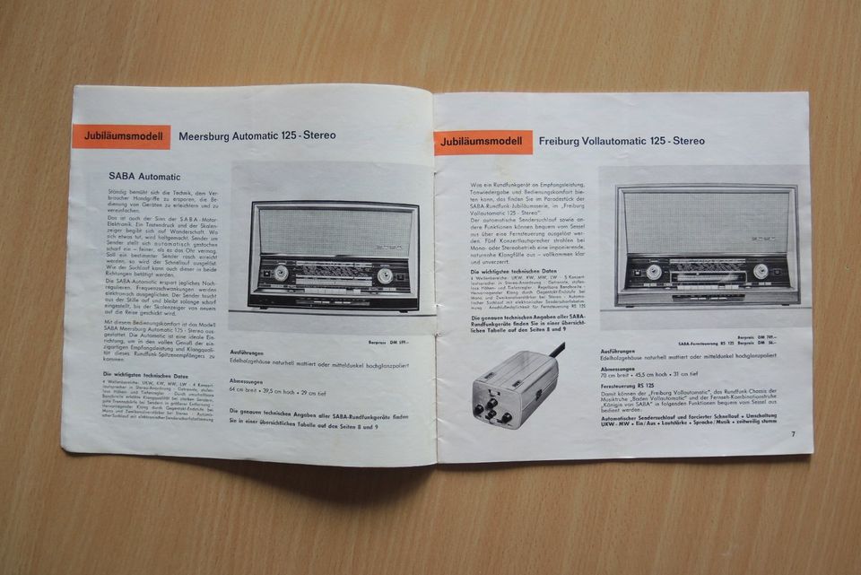 SABA Jubiläumsprogramm 1961, Prospekt, Katalog, Radio, Fernsehen in Karlsruhe