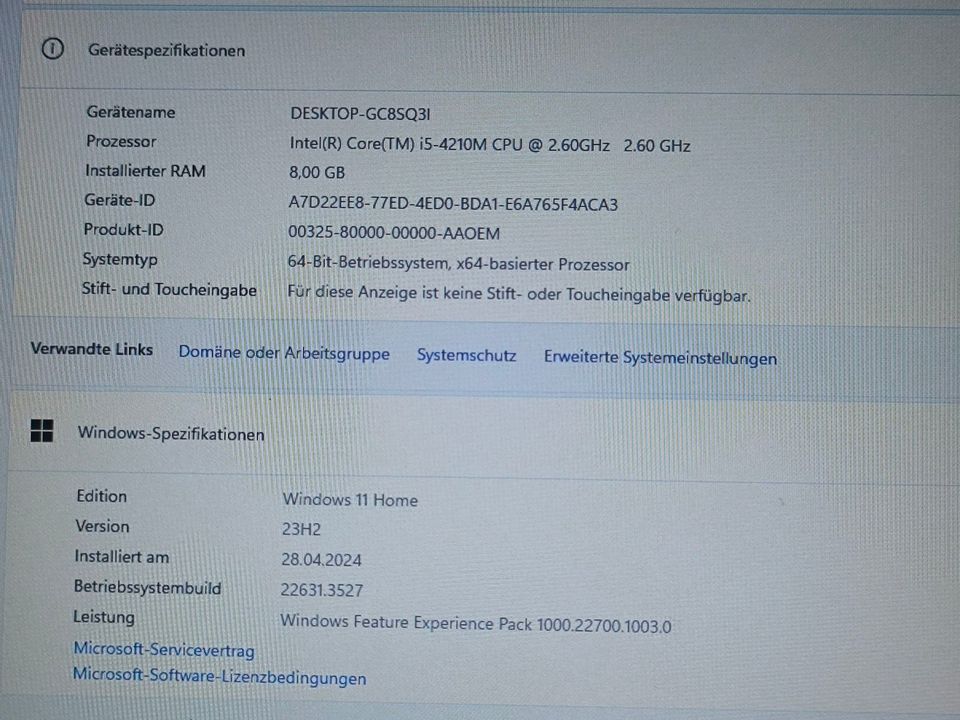 MEDION AKOYA P7631 Intel CPU i5 4210M 2,6GHz RAM 8GB SSD 256GB in Frankfurt am Main
