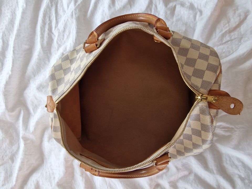 Original Louis Vuitton Handtasche Speedy Damier Azur 35 in Braunfels