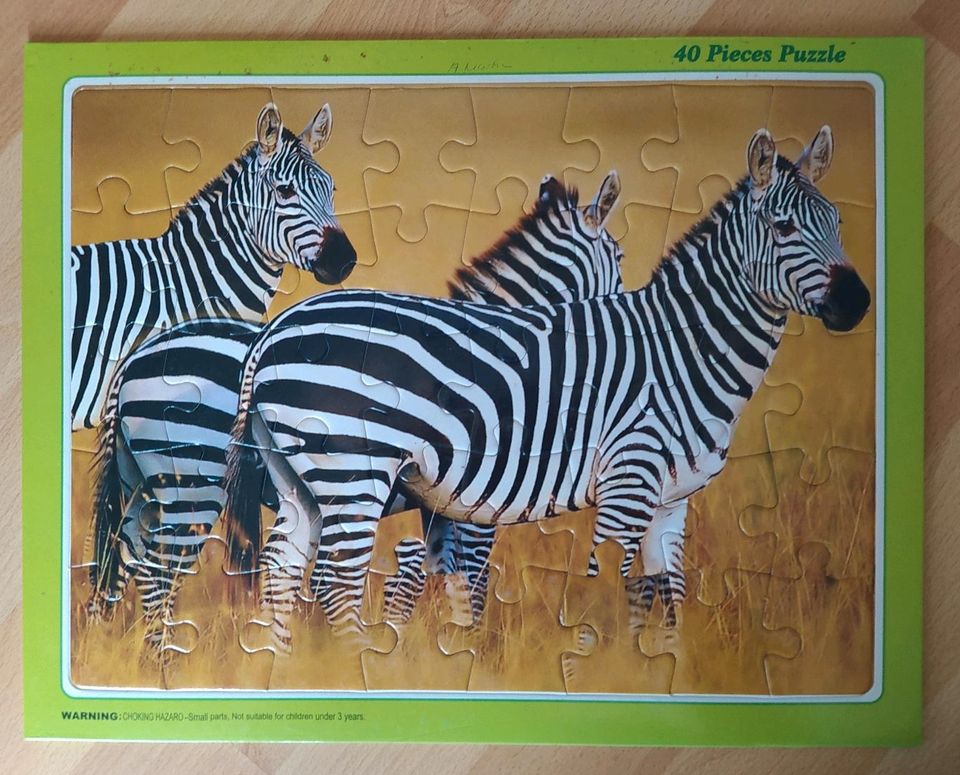 Kinder Rahmen-Puzzle Steck-Puzzle 40 Teile Afrika Tiere Zebras in Hohenahr