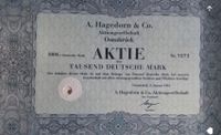 Historische Aktien A. Hagedorn & Co. Osnabrück gesucht Niedersachsen - Osnabrück Vorschau