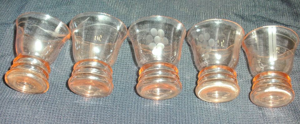 Rosalinglas Glas Karaffe und 5x Schnapsglas Art Deco Vintage 30er in Neuenmarkt