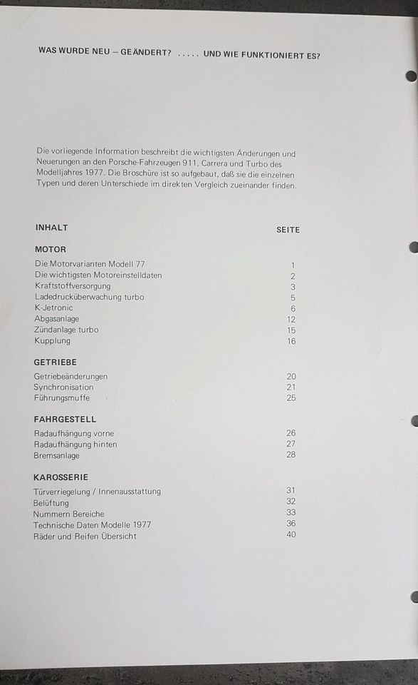 Porsche 911 Modell 77 Kundendienst Information in Asperg