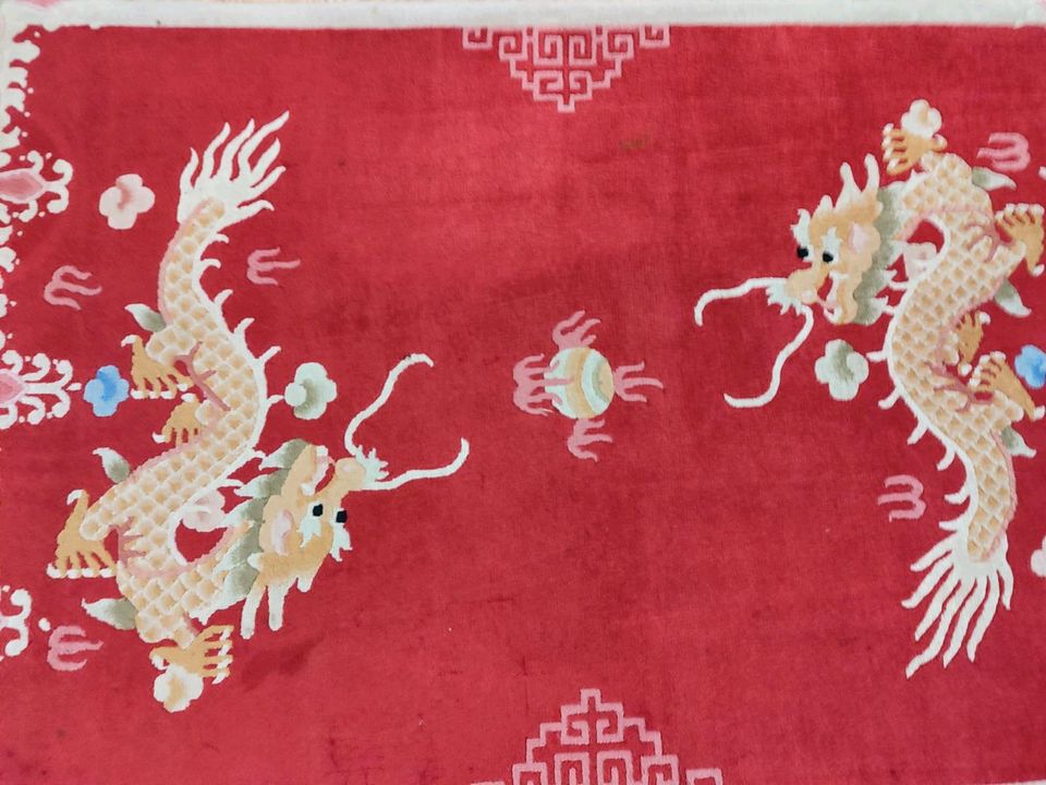 Antiker Teppich China Peking Drache Orientteppich in Kamen