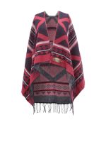 SUPERDRY Poncho Decke Cape Ethno Muster Fransen Beere schwarz Frankfurt am Main - Gutleutviertel Vorschau