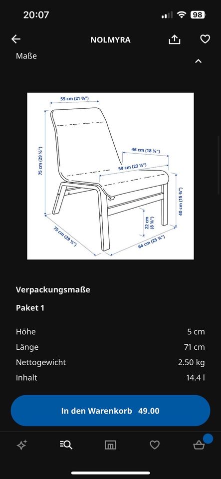 Ikea Sessel NOLMYRA in Gremmendorf