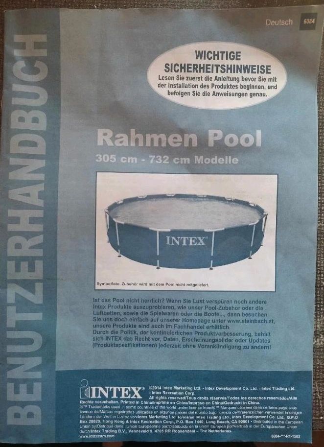 Intex Frame Pool rund 366 x 84 cm inkl. neuer Pumpe, Thermoplane, in Untermeitingen