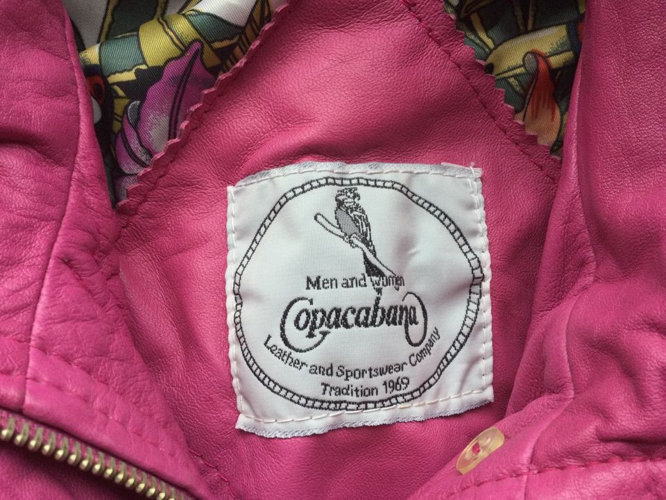 Copacabana Damen Vintage Lederjacke Pink 70er Jahre Gr.S-M in Fulda