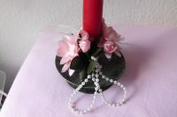 Kerzenring/Kerzenkranz – 5 Blüten rosa, Perlen, Schleife Sachsen - Zwickau Vorschau