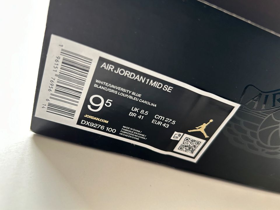 Nike Air Jordan 1 Mid weiß/blau Größe 43, US 9,5 in Stuttgart