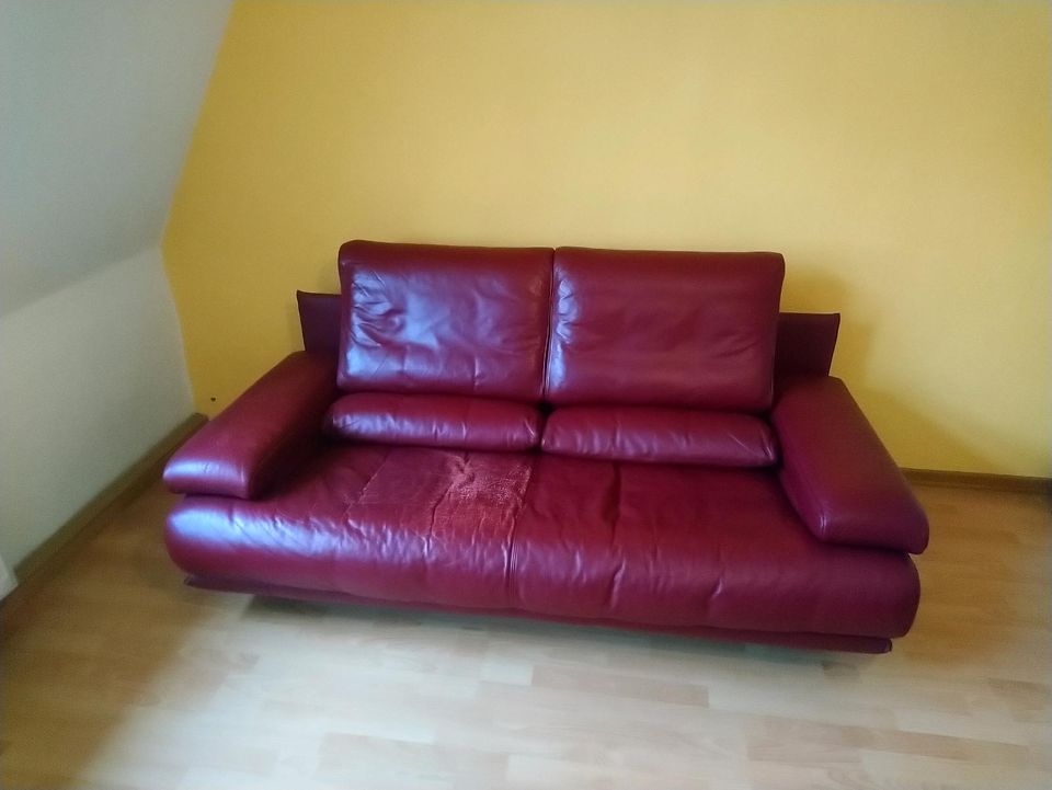 Ledersofa rot Rolf Benz Couch in Jena