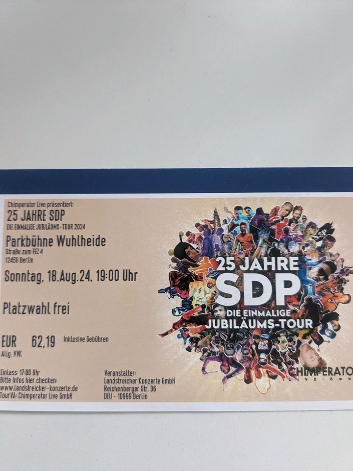 2 Karten für SDP in Berlin am 18.8. zu verkaufen in Satow