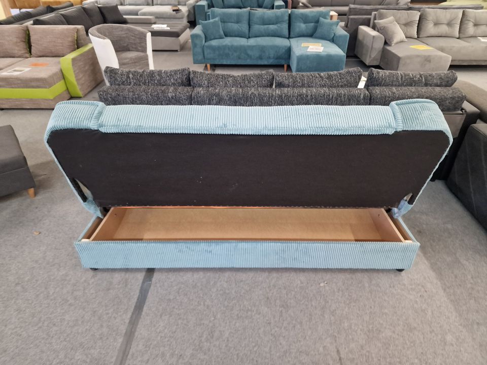 ❌ SOFORT ABHOLBEREIT / ⭐️ NEU - Schlafsofa mit Federkern Bettkasten Couch Garnitur Sofa 3 Sitzer Sessel in Pampow