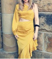 Gelb vokuhila midikleid kleid senfgelb satin Sommerkleid Volant Nordrhein-Westfalen - Dinslaken Vorschau