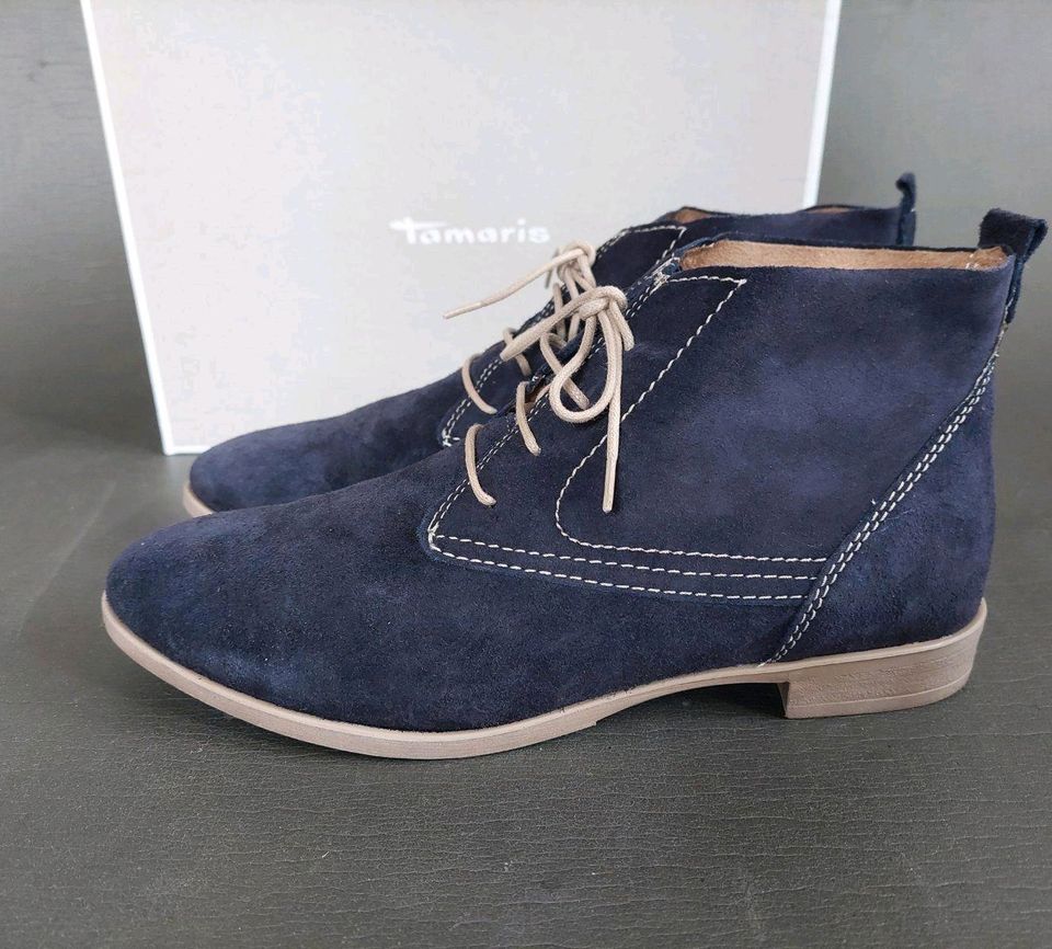 Tamaris Desert Chukka Boots Stiefeletten Schuhe Leder blau 40 in Goldbach