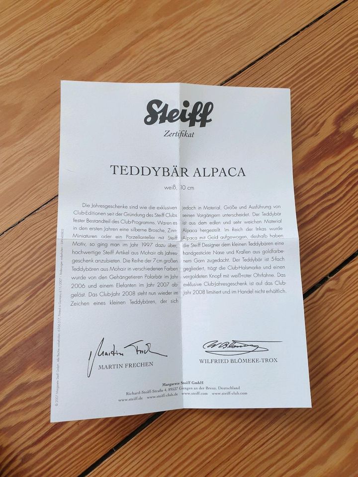Steiff Teddy Alpaca 10 cm m. Zertifikat in Lüdenscheid