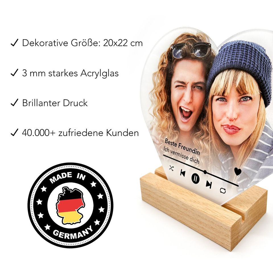 Spotify Fotoherz aus Acryl Geschenk Produktmuster zu verschenken in Marsberg