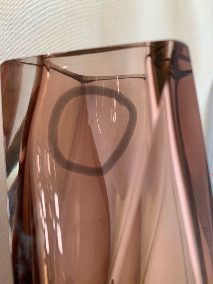 Vase Murano Glas, rauchrosa, ca. 32 cm hoch in Nußloch