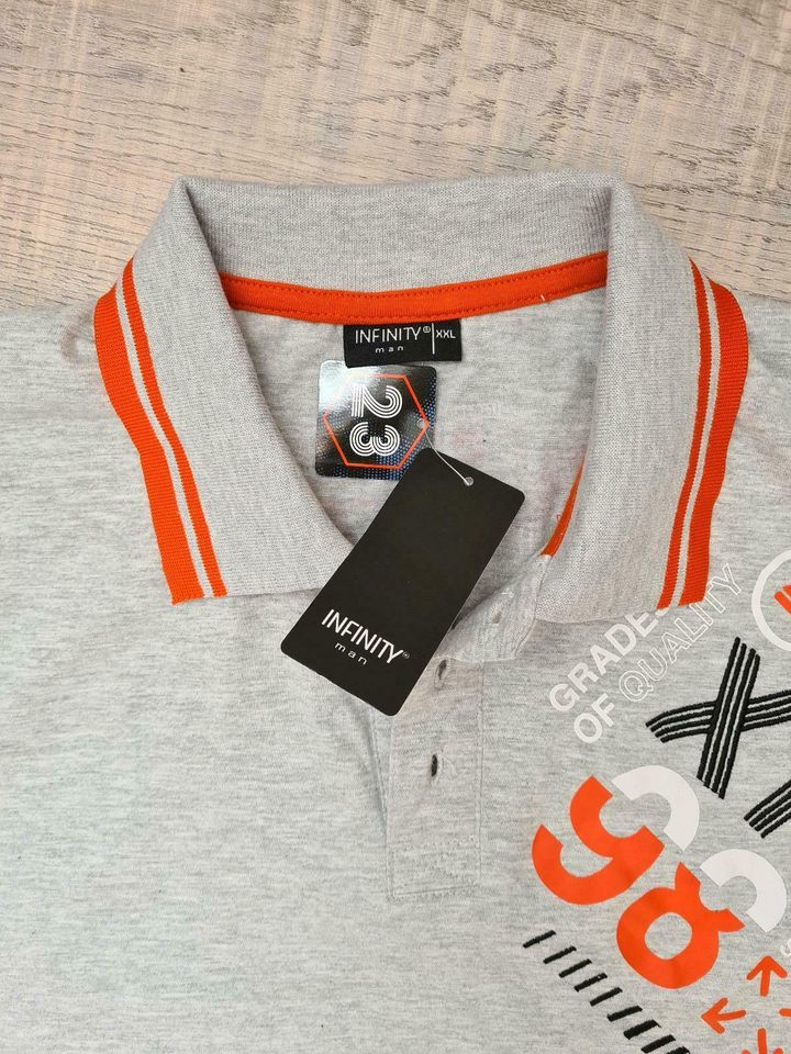 Poloshirt Shirt Herren Grau/Orange mit Etikett Neu in Masserberg