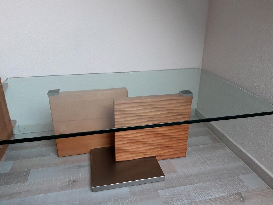 Couchtisch Glas 125x39x75, Elre massiv geölt Riffeloptik in Meinerzhagen