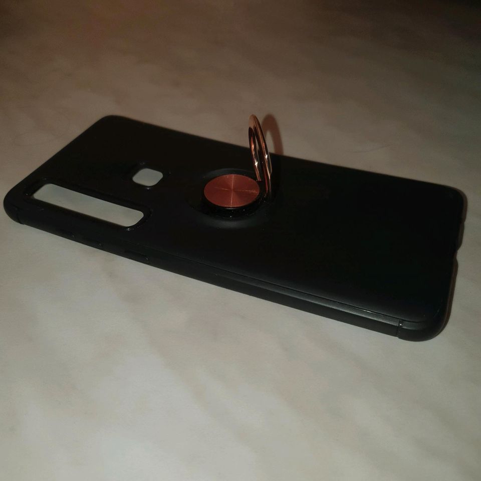 SAMSUNG A9 Handyhülle Silikon schwarz mit Haltering rosegold in Nossen